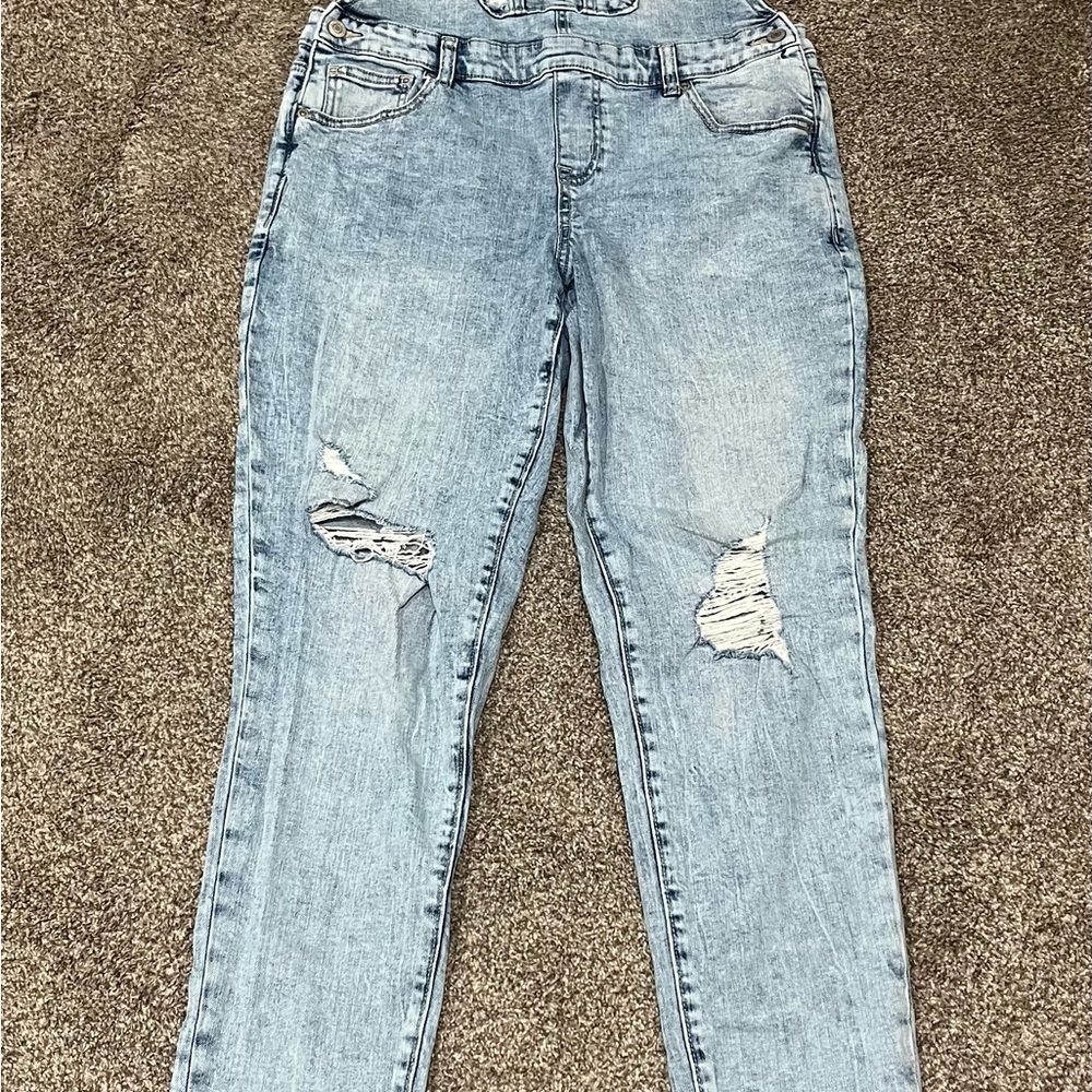 Maurices Blue Denim Overalls Distressed Casual